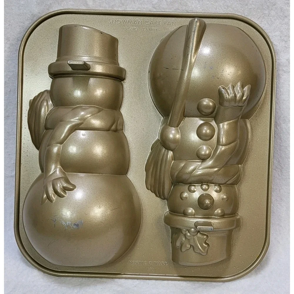 Nordic Ware Snowman Cake Mold Pan Christmas 3D 10 Cup Williams Sonoma USA Made
